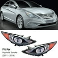 thumbnail image 1 of Fit for Hyundai Sonata 2011-2014 Halogen Headlight Headlamp Housing Assemblies (2-Pcs, Black, without Bulbs), 1 of 5