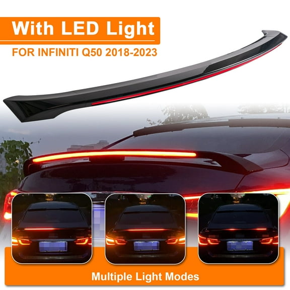 Fit for Infiniti Q50 2018-2023 Rear Trunk Spoiler Wing with LED Light Glossy Black