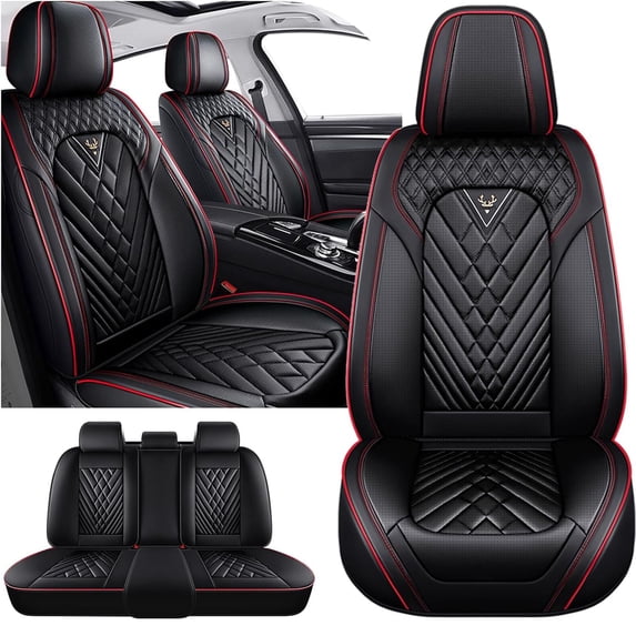 Fit for Jeep Cherokee 2017, Red Car Seat Covers, Leather 5 Seats Full Set Scratch Resistant Non-slip, Protect Car Seats