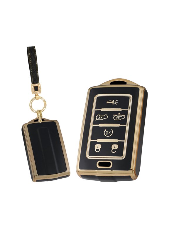 Fit for Jeep Key Fob Cover with Keychain Soft Full Protection Key Shell Compatible with Grand Cherokee L Grand Wagoneer 2021-2024 Smart Key Cover