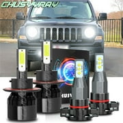 Fit for Jeep Patriot 2010-2016 2017 LED Headlight Hi/Lo Beam+Fog Light 4X Bulbs