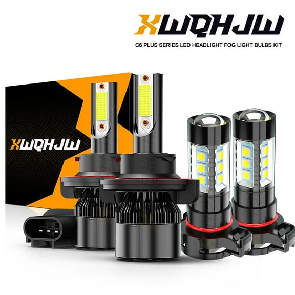 Fit for Jeep Patriot 2010-2017 4PCS LED Headlight High/Low Beam + Fog Light Bulbs