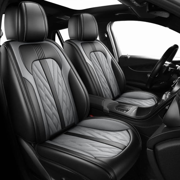 Fit for Kia Forte 2014-2026 Seat Covers,Waterproof and Wear Resistant Sports Seat Cover,Premium Nappa Leather Car Seat Covers.（5 Seats-Black&Gray）