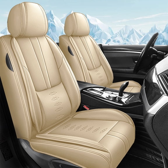Fit for Kia Rio 2014, PU Leather Two-piece set With Lumbar Support Beautify Interior, Beige Car Seat Covers, SX,EX,LX,S, Protect Car Seats