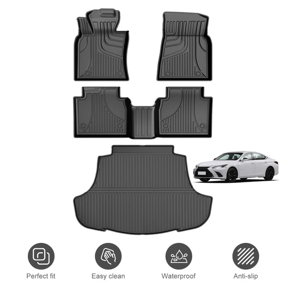 Fit for Lexus ES350/ES300h 2019-2025 All Weather TPE Waterproof Anti-Slip Floor Mats & Cargo Mat Car Mat Set Accessories Full Set