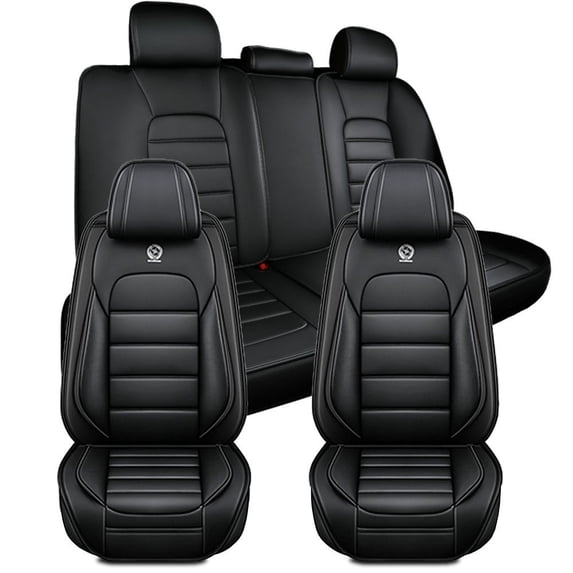 Fit for Mazda CX-5 2025, Black Car Seat Covers, Faux Leather 5 Piece Full Set With Lumbar Support Suitable for All Seasons, Airbag-Compatible