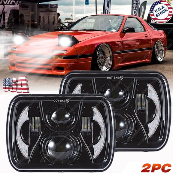 Fit for Mazda RX-7 1986-1993 Newest 7x6" inch Led High/Low Beam Headlights Bulbs