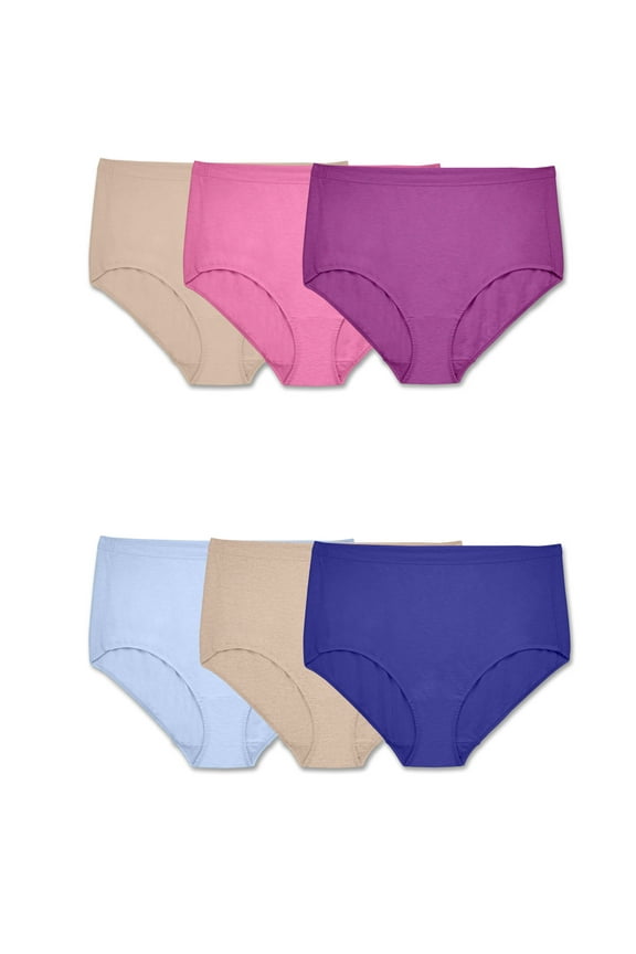 Fit for Me Women's Plus Assorted Beyondsoft Brief Panty, 6 Pack