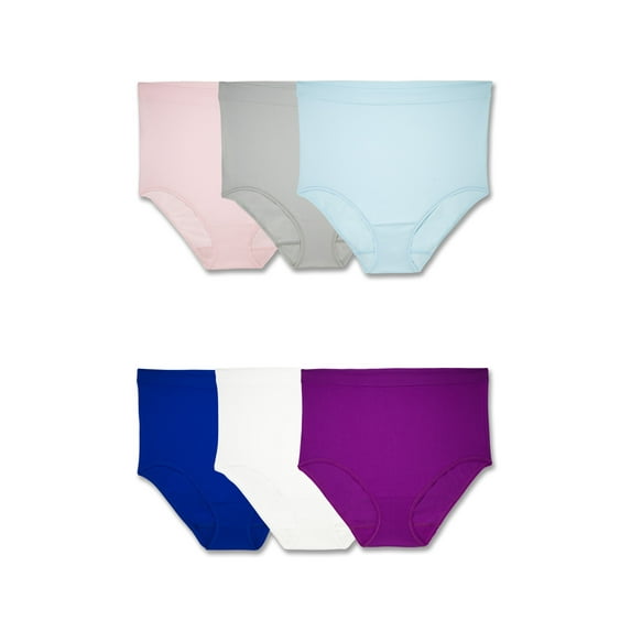 Fit for Me Women's Plus Assorted Seamless Brief Underwear, 6 Pack