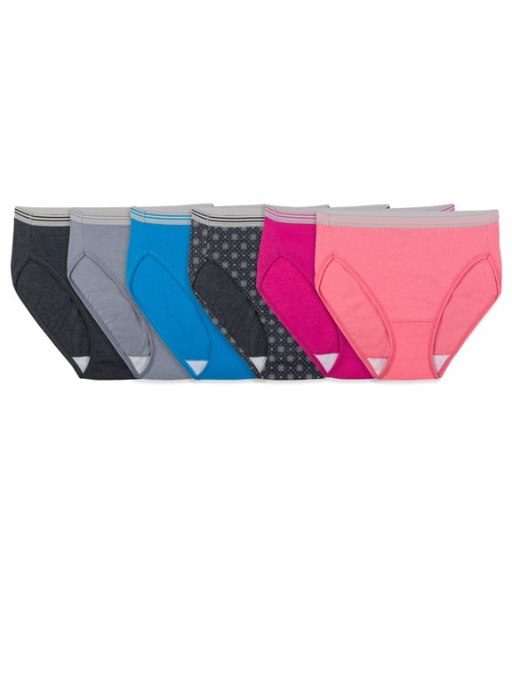 Fit for Me Women's Plus Heather Assorted Cotton Hi-Cut Underwear, 6 Pack