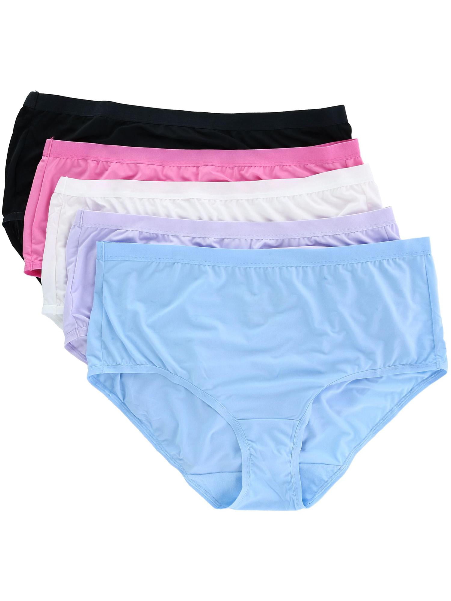 Ladies Plus Fit for Me Microfiber Panty Briefs, Assorted Color - Size 11 -  Pack of 6