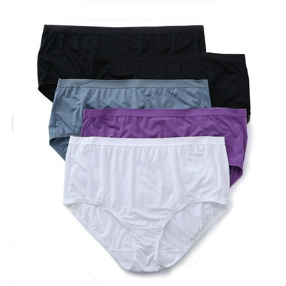 Fit for Me Women's Plus Microfiber Brief Underwear, 5 Pack