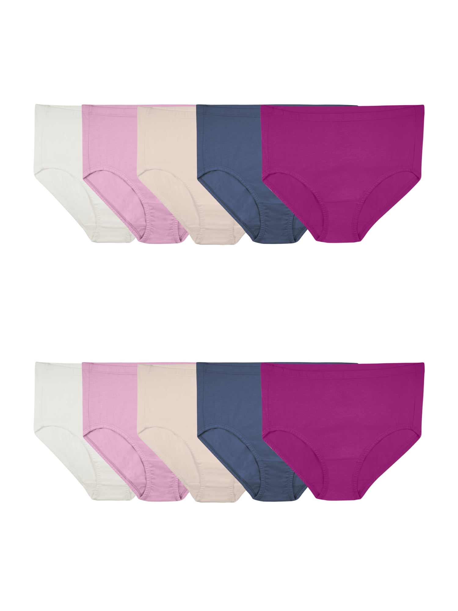 Fit for Me Women's Plus Size Breathable Cotton Brief Underwear, 10 Pack, Sizes 1X5X