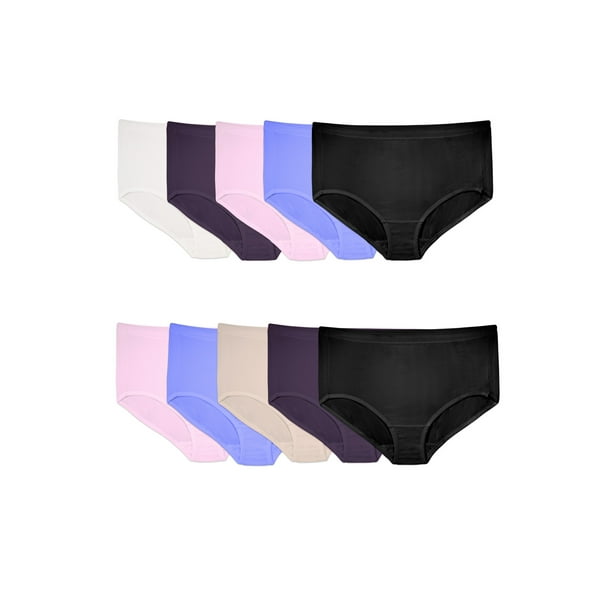 Fit for Me Women's Plus Size Breathable MicroMesh Brief Underwear, 10 Pack, Sizes 1X5X
