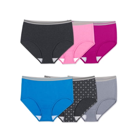 Fit for Me Women's Plus Underwear Assorted Heather Briefs, 6-Pack