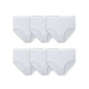 Fit for Me Women's Plus Underwear White Cotton Briefs, 6-Pack