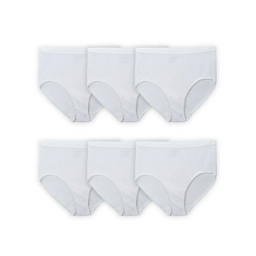 Fit for Me Women's Plus Underwear White Cotton Briefs, 6-Pack