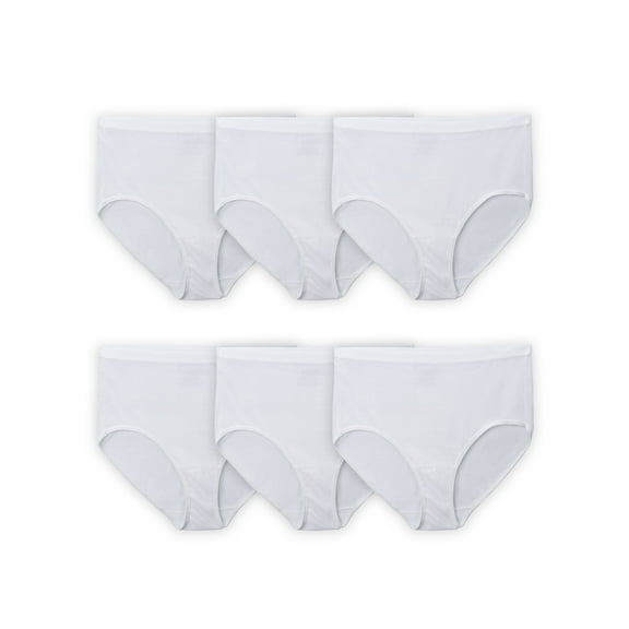 Fit for Me Women's Plus Underwear White Cotton Briefs, 6-Pack