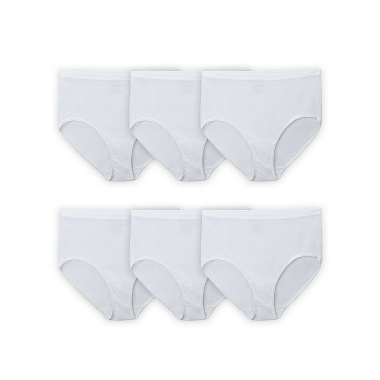 Fruit Of The Loom Womens Fit for Me White Briefs 6 Pack, 11, White 