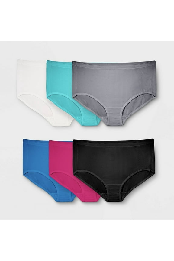 Fit for Me by Fruit of the Loom Women's Plus 6pk Breathable Micromesh Classic Briefs, Assorted, 9