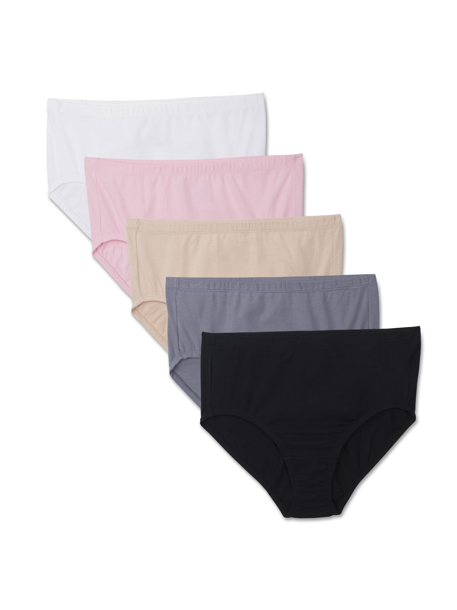 Fruit of the Loom Women's Plus Size Fit For Me 5 Pack Cotton Brief Panties
