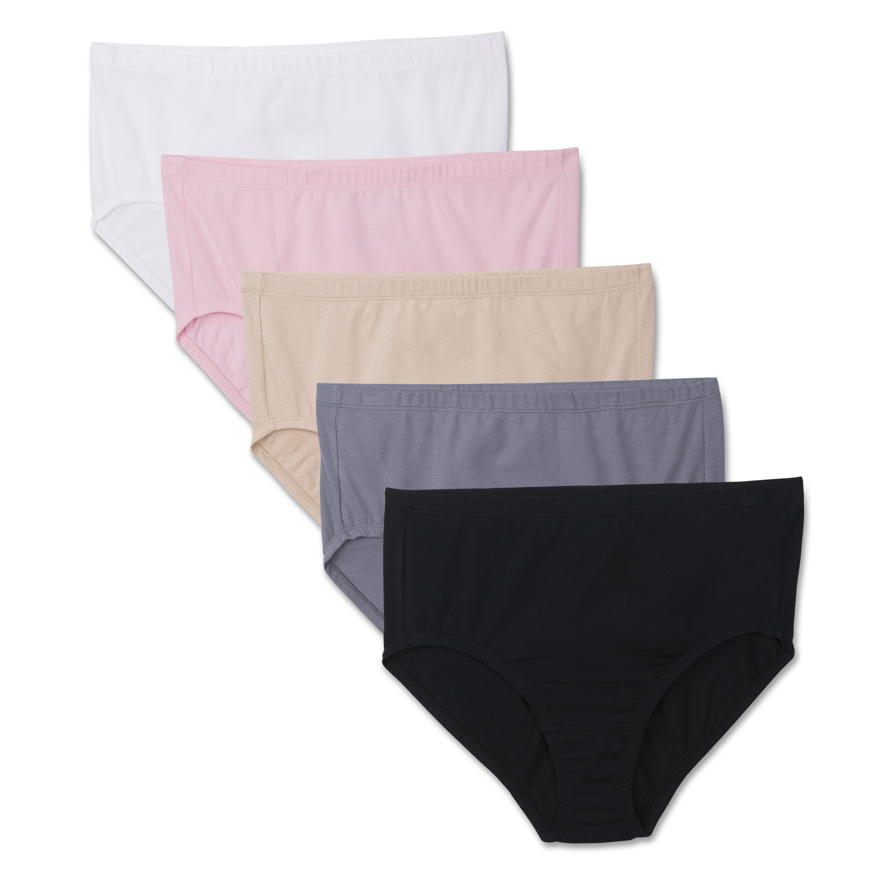  Fruit Of The Loom Womens Breathable Underwear, Moisture  Wicking Keeps You Cool & Comfortable, Available Size, Micro Mesh Hipster-10  Pack-Cream/Black/Grey, 13 Plus