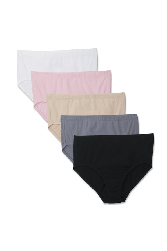 Women's Plus Breathable Cotton-Mesh Brief Panties - 5 Pack