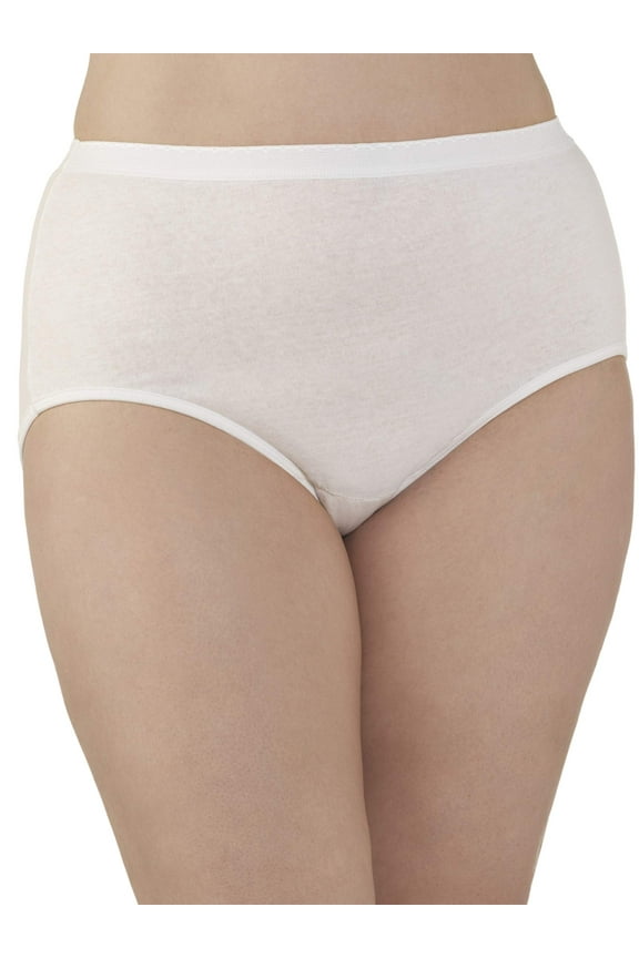 Fit for Me by Fruit of the Loom Women's Plus Cotton White Brief Panties - 5 Pack