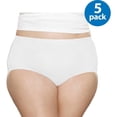 thumbnail image 1 of Fit for Me by Fruit of the Loom Women's Plus Cotton White Brief Panties - 5 Pack, 1 of 6