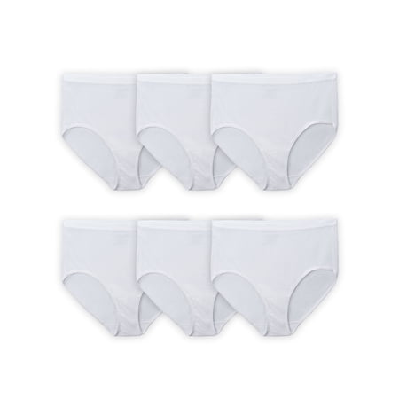 Fit for Me by Fruit of the Loom Women's Plus Cotton White Brief Panties - 5 Pack