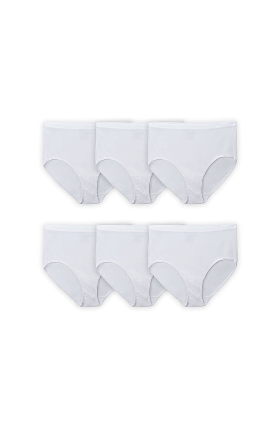 Fit for Me by Fruit of the Loom Women's Plus Cotton White Brief Panties - 5 Pack
