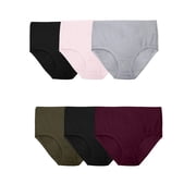 Fit for Me by Fruit of the Loom Women's Plus Size Cotton Stretch Brief Panties, Full Coverage, 6-Pack, Sizes 1X-5X
