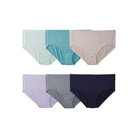 Fit for Me by Fruit of the Loom Women's Plus Size Breathable Cooling Stripes Brief Underwear, 6-Pack