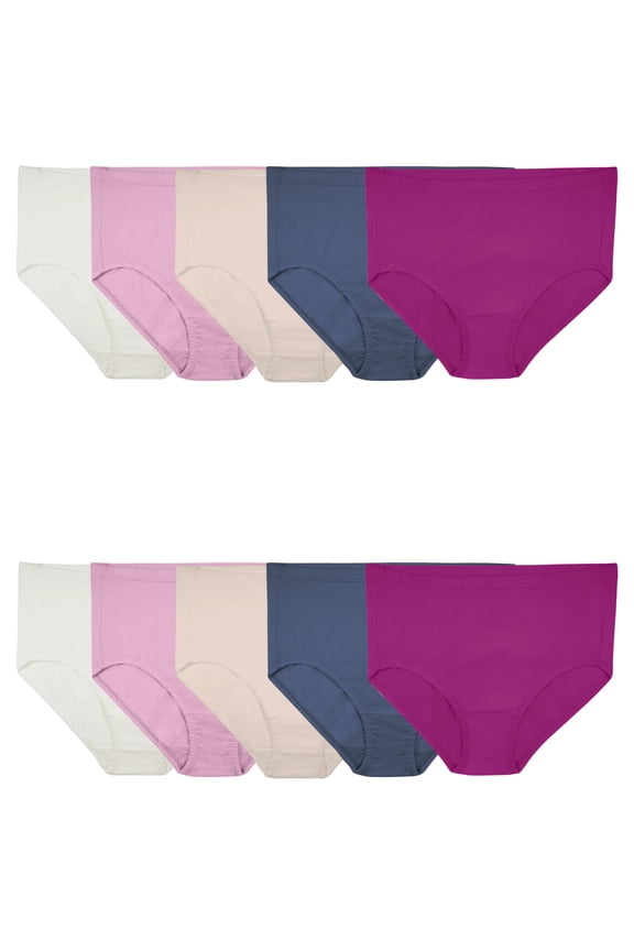 Fit for Me by Fruit of the Loom Women's Plus Size Breathable Cotton Brief Underwear, 10-Pack