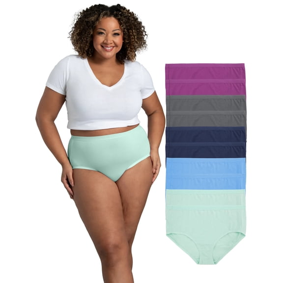Fit for Me by Fruit of the Loom Women's Plus Size Breathable Micro-Mesh Brief Underwear, 10-Pack