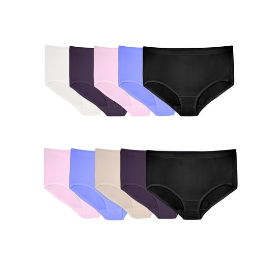 Fit for Me by Fruit of the Loom Women's Plus Size Breathable Micro-Mesh Brief Underwear, 10 Pack