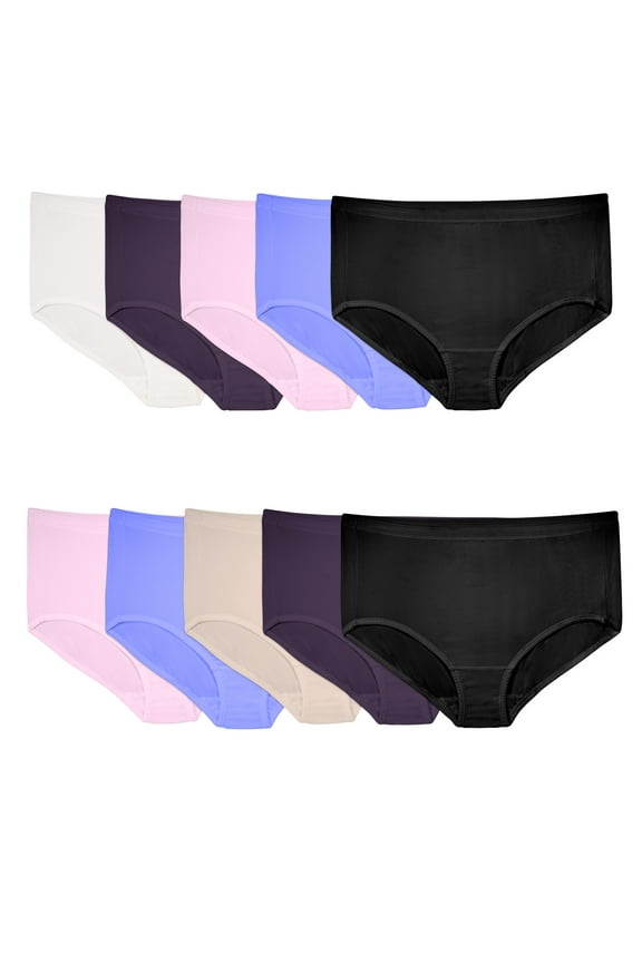 Fit for Me by Fruit of the Loom Women's Plus Size Breathable Micro-Mesh Brief Underwear, 10-Pack