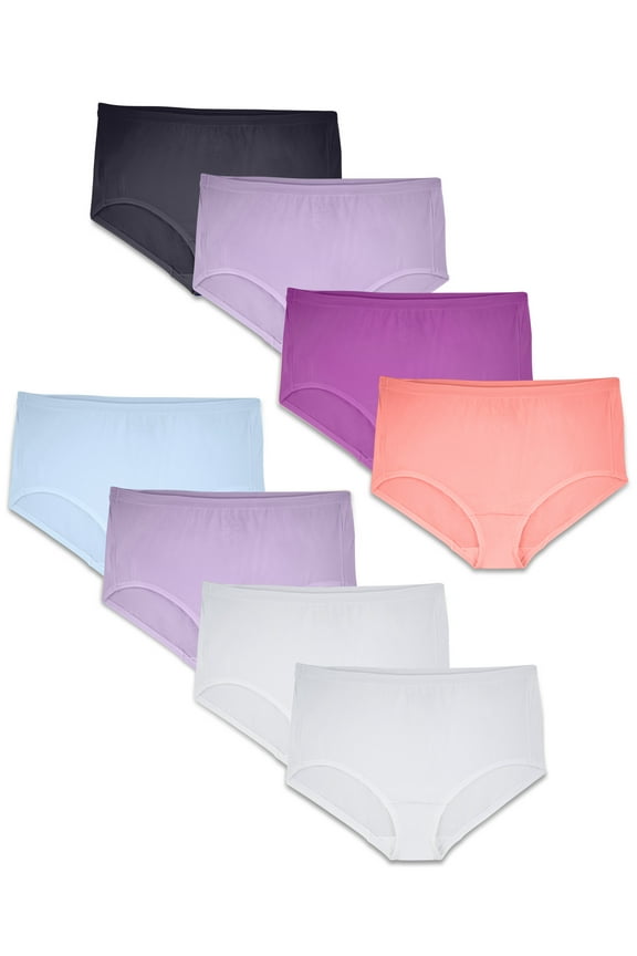 Fit for Me by Fruit of the Loom Women's Plus Size Breathable Micro-Mesh Brief Underwear, 6+2 Bonus Pack
