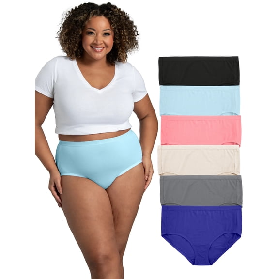 Fit for Me by Fruit of the Loom Women's Plus Size Breathable Micro-Mesh Brief Underwear, Multipacks, Sizes 1X-5X
