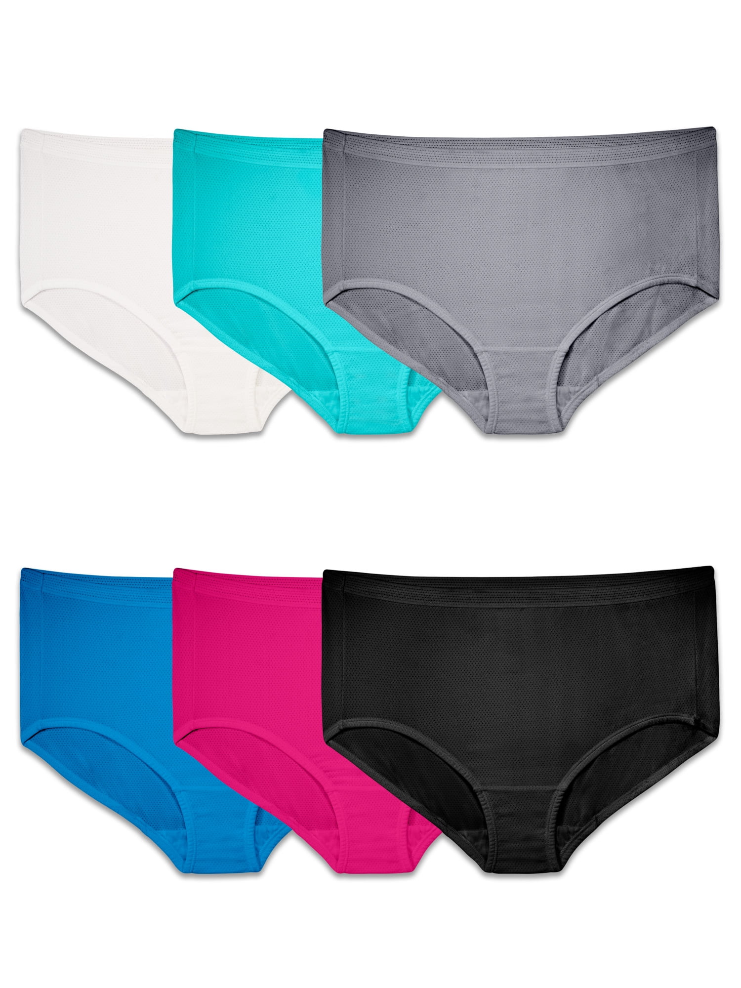 Fit For Me Women's Plus Breathable Micro-Mesh Brief Underwear, 6-Pack