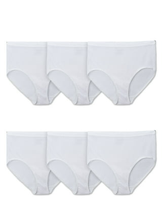 Women's White Cotton Brief Panties, 6 Pack