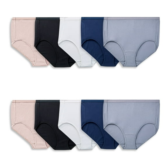 Fit for Me by Fruit of the Loom Women's Plus Size Cotton Brief Underwear, 10-Pack