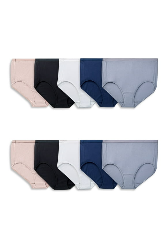 Fit for Me by Fruit of the Loom Women's Plus Size Cotton Brief Underwear, 10-Pack