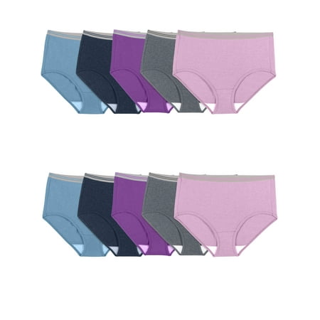 Fit for Me by Fruit of the Loom Women's Plus Size Cotton Brief Panties, Soft Comfort Waistband, Full Coverage, Multipacks, Sizes 1X–5X