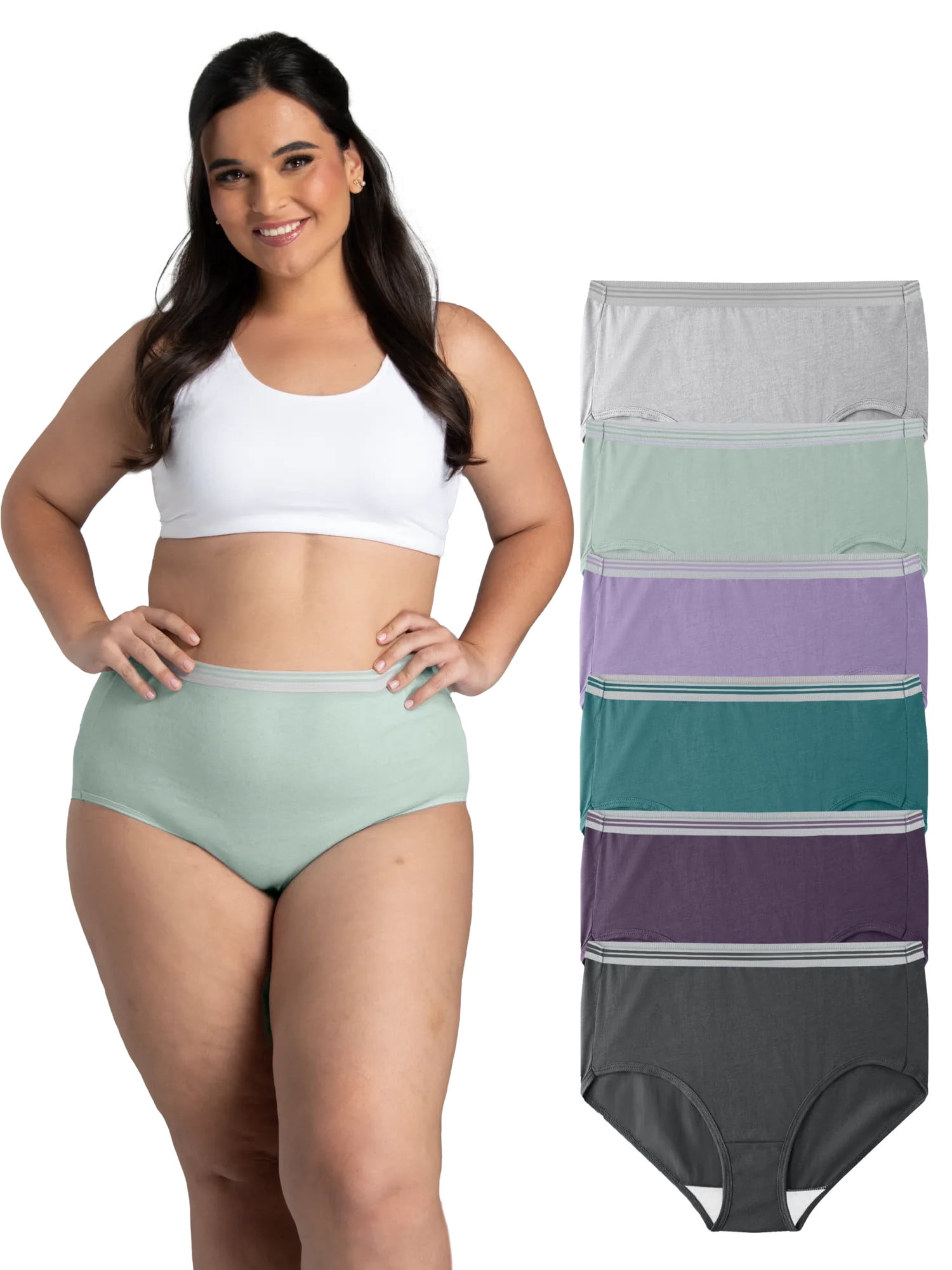 Fit for Me by Fruit of the Loom Women's Plus Size Cotton Brief Underwear, 6-Pack