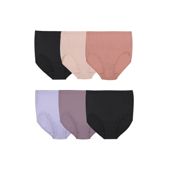 Fit for Me by Fruit of the Loom Women's Plus Size Cotton Brief Underwear, 6-Pack