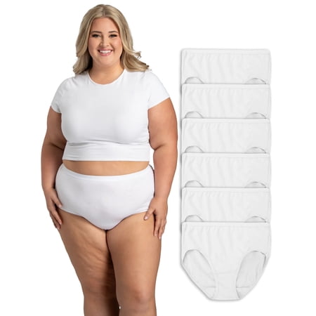 Fruit of the Loom Fit for Me by Fruit of the Loom Women's Plus Size Cotton Brief Panties, Soft Comfort Waistband, Full Coverage, Multipacks, Sizes 1X–5X