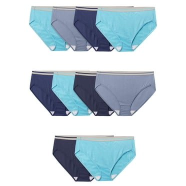 Fit for Me by Fruit of the Loom Women's Plus Size Cotton Hi-Cut Brief Underwear, 10-Pack