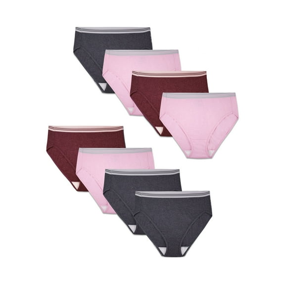 Fit for Me by Fruit of the Loom Women's Plus Size Cotton Hi-Cut Brief Underwear, 6+2 Bonus Pack