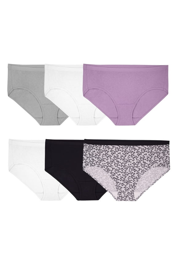 Fit for Me by Fruit of the Loom Women's Plus Size Cotton Hipster Underwear, 6-Pack